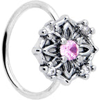 20G 5/16 Pink CZ Gem Flower Circle Nose Hoop