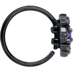 20G 5/16 Purple CZ Gem Black Flower Ring Nose Hoop