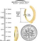 Clear CZ Gem Gold Tone Paved Row Perfection Hinged Hoop Belly Ring