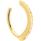 Clear CZ Gem Gold Tone Paved Row Perfection Hinged Hoop Belly Ring