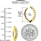 Gold Tone Classic Rope Style Hinged Hoop Belly Ring