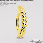 Gold Tone Classic Rope Style Hinged Hoop Belly Ring