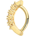 Clear CZ Gem Gold Tone Glamour Quintet Hinged Hoop Belly Ring