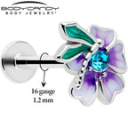 16G 5/16 Blue Gem Faerie Flower Purple Labret Monroe Tragus
