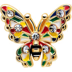 16G 1/4 Clear Gem Gold Tone Color Block Butterfly Labret