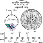 16G 3/8 Blue Gem Faerie Flower Purple Hinged Segment Ring