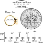 20G 5/16 Clear CZ Gem Gold Tone Bee Hive Luv Nose Hoop Set of 2