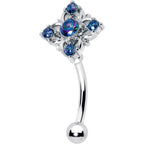 16G 5/16 Vitrail CZ Gem Beauty Cross Curved Eyebrow Ring