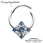 16G 3/8 Vitrail CZ Gem Beauty Cross Hinged Segment Ring