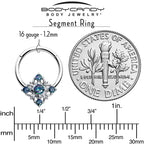 16G 3/8 Vitrail CZ Gem Beauty Cross Hinged Segment Ring