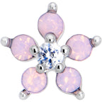 16G 5/16 Pink Faux Opal Internally Threaded Flower Labret Tragus