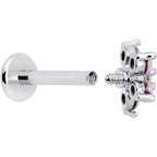 16G 5/16 Pink Faux Opal Internally Threaded Flower Labret Tragus