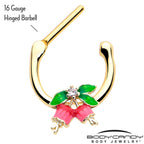 16G 5/16 Clear CZ Gem Gold Tone Bell Flower Cartilage Clicker