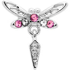 16G 5/16 Pink Gem Swank Dragonfly Dangle Labret Monroe Tragus