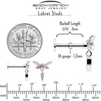 16G 5/16 Pink Gem Swank Dragonfly Dangle Labret Monroe Tragus