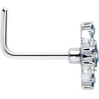 20G 7mm Vitrail CZ Gem Beauty Cross L Shape Nose Ring