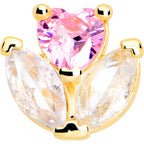 16G 5/16 Pink CZ Gem Gold Tone Love Flower Labret Monroe Tragus