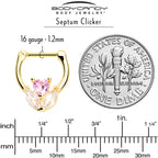16G 5/16 Pink CZ Gem Gold Tone Love Flower Cartilage Clicker