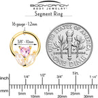 16G 3/8 Pink CZ Gem Gold Tone Love Flower Hinged Segment Ring