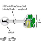 Beer Shamrock St Patricks Barbell Tongue Ring