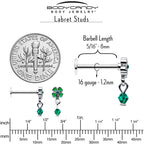16G 5/16 Green Gem Shamrock Glam St Patricks Dangle Labret Tragus