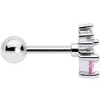 16G 1/4 Pink Clear CZ Gem Rhombus Riot Cartilage Tragus Earring