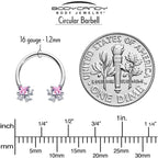 16G 3/8 Pink CZ Gem Rhombus Riot Horseshoe Circular Barbell