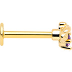16G 5/16 Purple Gem Gold Tone Beauty Bug Labret Monroe Tragus