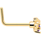 20G 7mm Purple Gem Gold Tone Beauty Bug L Shape Nose Ring
