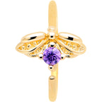20G 5/16 Purple Gem Gold Tone Beauty Bug Nose Hoop