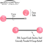 14G 9/16 Color Acrylic Ball Ends Barbell Nipple Ring Set