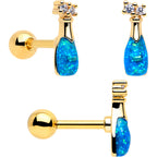 16G 1/4 Clear Gem Gold Tone Happy Hour Cartilage Earrings Set of 3