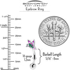 16G 5/16 Profile Butterfly Curved Eyebrow Ring