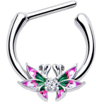 16G 5/16 Clear CZ Gem Profile Butterflies Cartilage Clicker