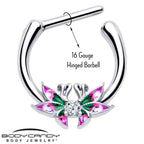 16G 5/16 Clear CZ Gem Profile Butterflies Cartilage Clicker