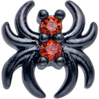 20G 7mm Red CZ Gem Black Sleek Spider L Shape Nose Ring