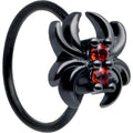 20G 5/16 Red CZ Gem Black Sleek Spider Nose Hoop