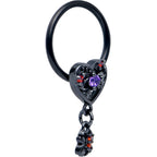16G 3/8 Red CZ Gem Black Heart Spider Skull Dangle BCR Captive Ring
