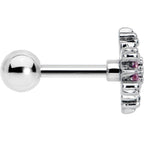 16G 1/4 Pink CZ Gem Glam Snowflake Cartilage Tragus Earring