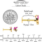 16G 5/16 Red CZ Gem Gold Tone Swirl Fan Labret Monroe Tragus