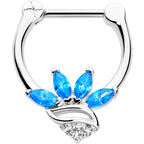 16G 5/16 Blue CZ Gem Swirl Fan Cartilage Clicker