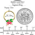 16G 3/8 Clear CZ Gem Gold Tone Bell Flowers Hinged Segment Ring