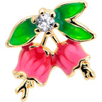 16G 5/16 Clear CZ Gem Gold Tone Bell Flower Labret Monroe Tragus