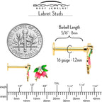 16G 5/16 Clear CZ Gem Gold Tone Bell Flower Labret Monroe Tragus