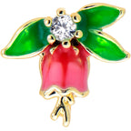 20G 7mm Clear CZ Gem Bell Flower L Shape Nose Ring