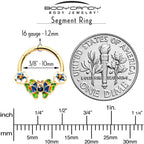 16G 3/8 Blue Gem Gold Tone Butterfly Colors Hinged Segment Ring