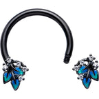 16G 3/8 Clear CZ Gem Black Lush Leaves Circular Barbell Horseshoe