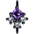 20G 5/16 Purple CZ Gem Black Rhombus Riot Nose Hoop