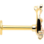 16G 5/16 Clear CZ Gem Gold Tone Mom Baby Giraffe Flatback Stud