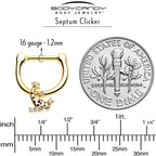 16G 5/16 Clear CZ Gem Gold Tone Mom Baby Giraffe Cartilage Clicker